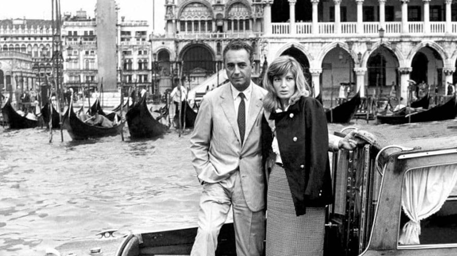 Monica Vitti and Michelangelo Antonioni at Venice Film Festival, 1962 (Credit: Archivio Cameraphoto)