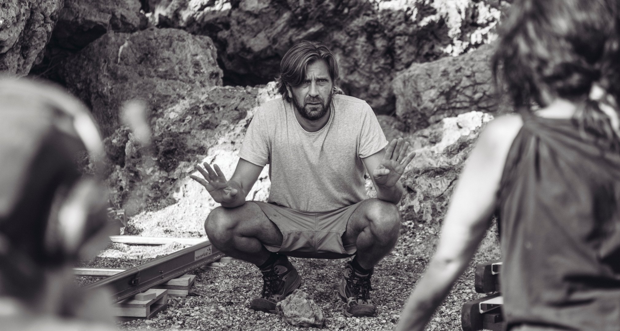 Ruben Östlund and Dolly De Leon on the set of Triangle of Sadness